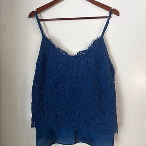 White House Black Market Navy Lace Camisole